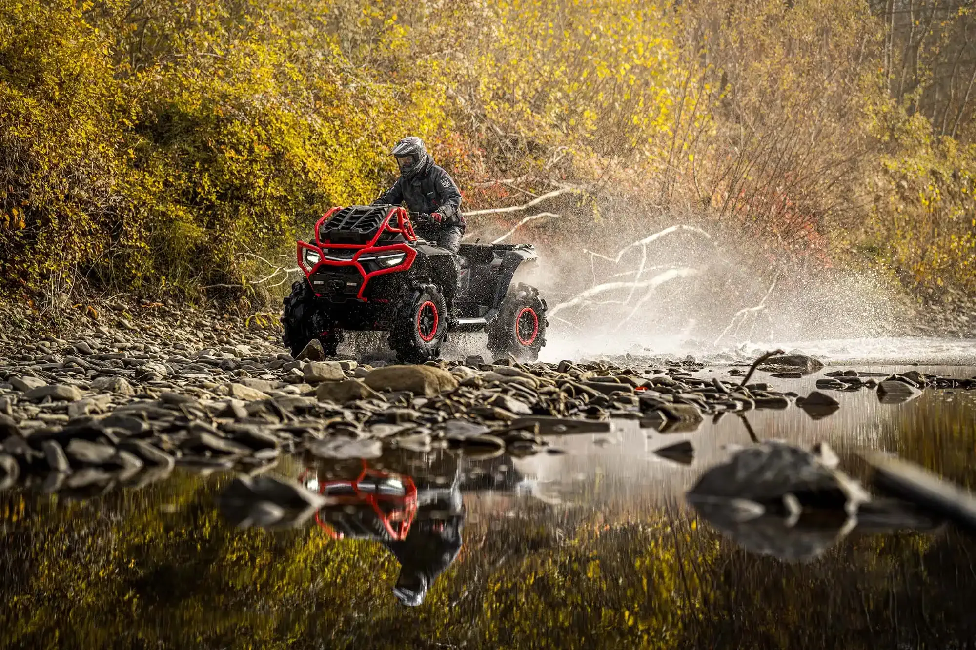 Quad CFMOTO CFORCE 1000 traversant une rivière